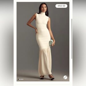 Anthropologie Blithe Fitted Twofer Sweater Elegant Cream Sleeveless Dress